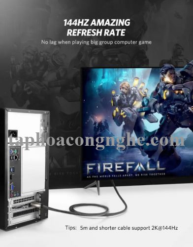 Ugreen 30124 10M Màu Đen Cáp 2 Đầu Displayport V1.2 cao cấp hỗ trợ 4K*2K 60GHz DP107 30030124